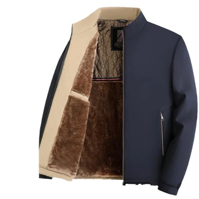 石墨烯加绒加厚中老年外套男冬季新款商务男装保暖宽松夹克爸爸装