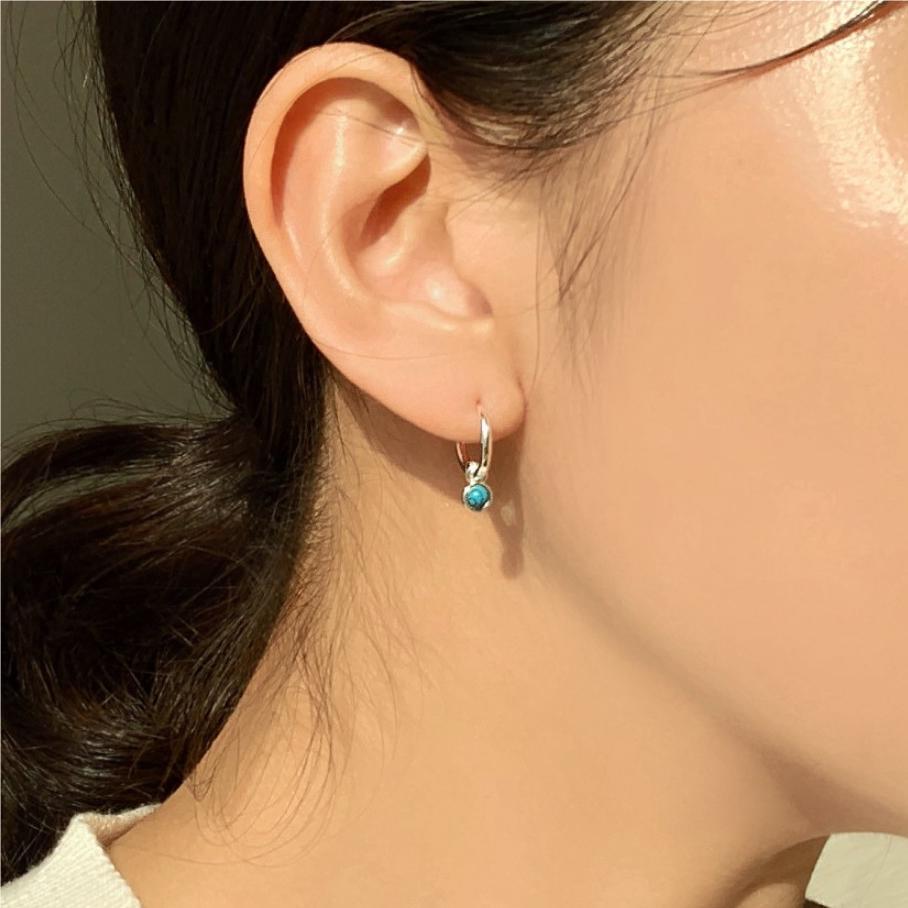 1 Pair Vintage Style Color Block Plating Sterling Silver Hoop Earrings display picture 2