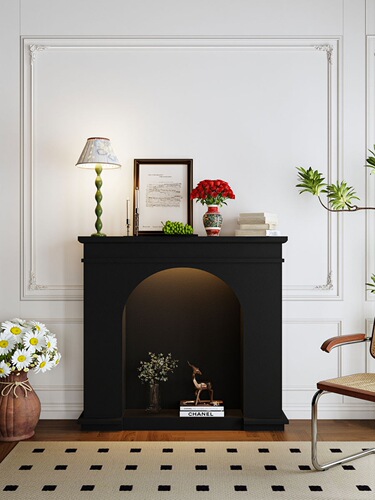 French cream white fireplace cabinet living room decoration cabinet with light emitting storage cabinet shooting entrance cabinet ins style guesthouse 