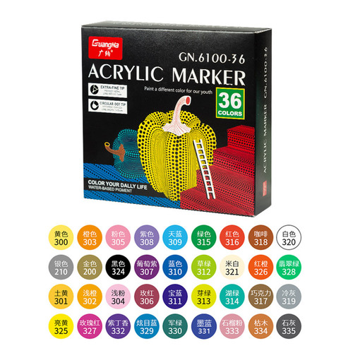 Acrylic paint pens for water-resistant hand-painted DIY graffiti, with 6100 dual-head pastel acrylic paint pens, round and fine tips