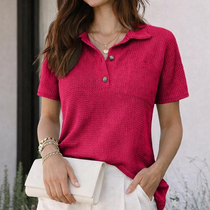 2026 European and American Cross-Border Tk Amazon Summer New Waffle Short-Sleeve Fashion Casual Shirt Top T-Shirt for Women 2026 European and American Cross-Border Tk Amazon Summer New Waffle Short-Sleeve Fashion Casual Shirt Top T-Shirt for Women