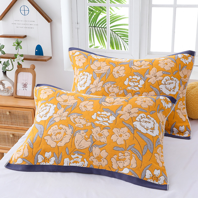 목화 꽃 노란색 베개 커버 전자상거래 모델