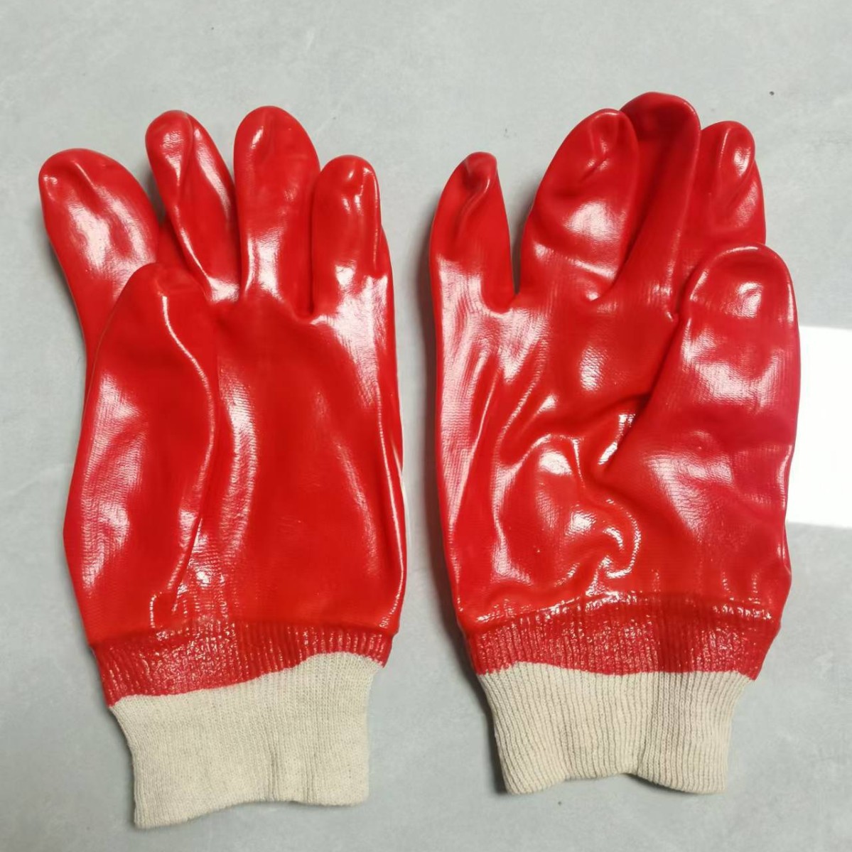 红色PVC螺口 手套 防水耐酸碱 防滑耐磨耐油