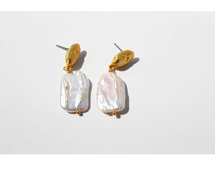 Earrings, Ear Studs Classification Travel Occasion Copper Material Vintage Retro Square Baroque Pearl Copper Earrings Wholesale
