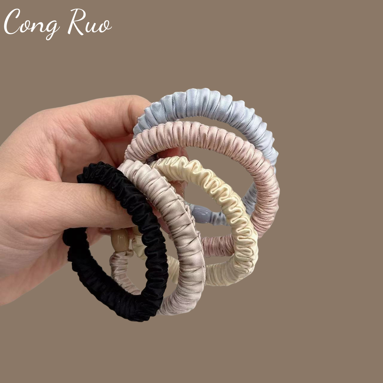 한국 슈퍼 높은 스트레치 내구성 헤드 로프 모든 경기 작은 장내 헤어 밴드 간단한 고무 밴드 여성의 기본 올 매치 타이 헤어 가죽 케이스