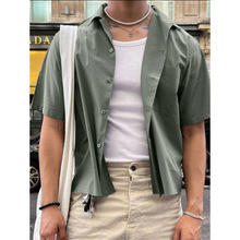 G 76015 Linen lapel men short sleeve shirt ���鷭����ʿ����