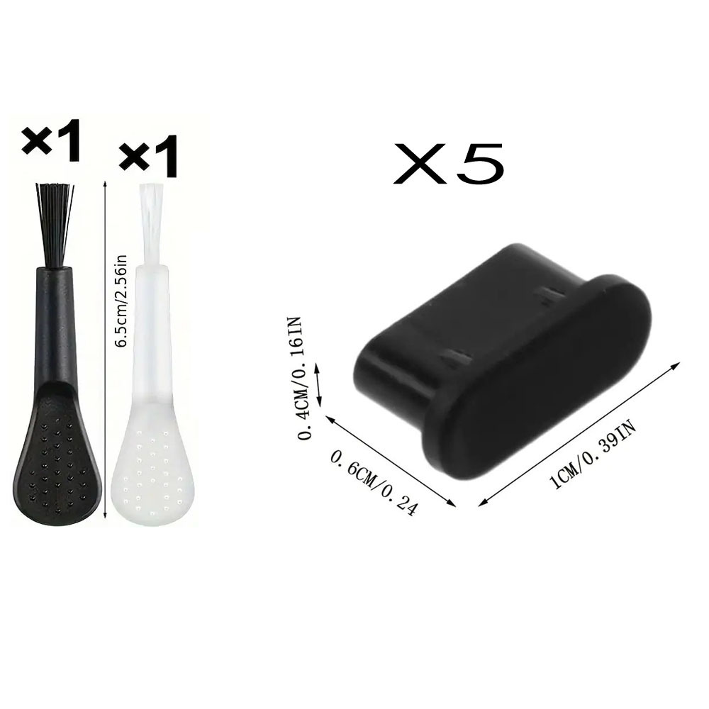 7'si 1 arada toz geçirmez set Tip-C veri portu USB toz geçirmez fiş cep telefonu şarj portu silikon toz geçirmez fiş fırça ile