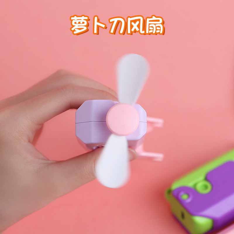 Cuchillo de zanahoria pequeño ventilador juguete portátil mini ventilador portátil verano portátil ventilador eléctrico de mano usb recargable