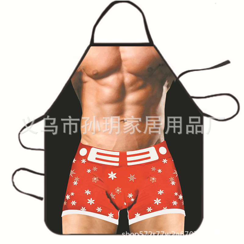 Personalidad divertida delantal creativo músculo hombres bikini serie dibujos animados pareja delantal fábrica al por mayor de Corea delantal