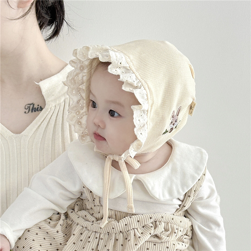 Sombreros para bebés primavera y otoño pequeños meses princesa corte sombrero para bebés puerta de chimenea algodón recién nacido sombrero de invierno