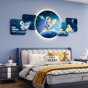 New Children's Room Cartoon Luminous Hanging Picture Astronaut Princess Room Wall Hanging Picture Boys and Girls Bedroom Bedside Hanging Picture