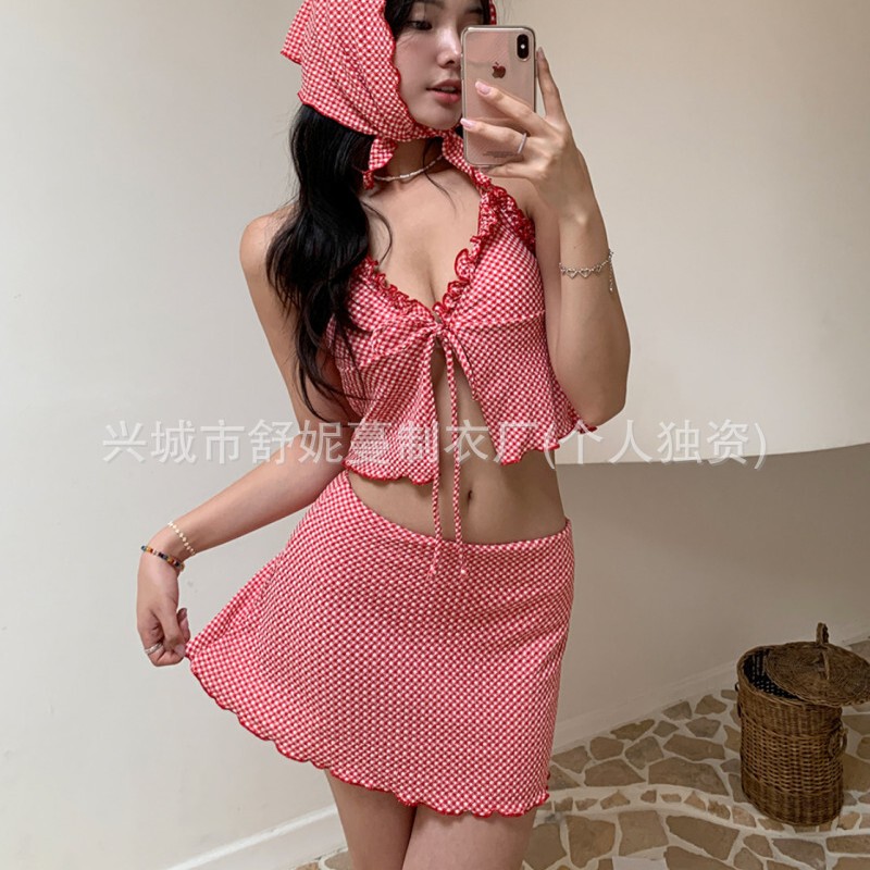 Bikini Swimsuit Women's Swimwear Special Sale High-End Pure Desire Conservative Hot Spring Wear Headscarf Bikini Cross-Border