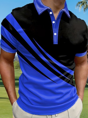 Color Block Golf Shirt Summer Color Block Short Sleeve Cross-border