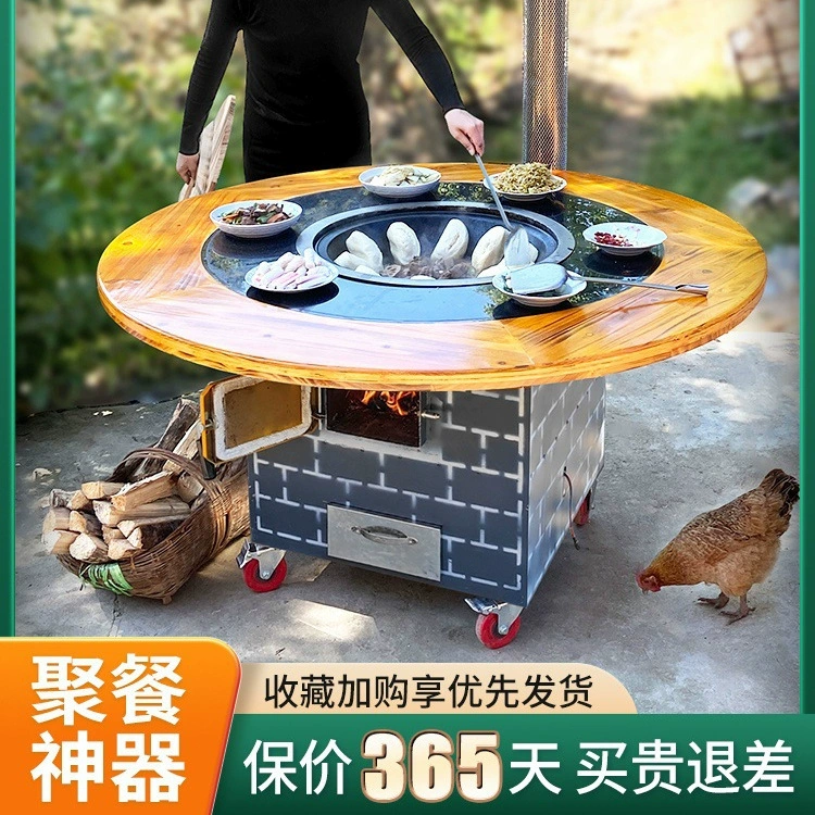 Новый тип мобильной дровяной печи для сжигания дров дома большой железный горшок тушеная плита стол напольный горшок курица дрова куриная плита сельская местность на открытом воздухе