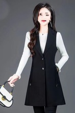 马甲中长款春秋长款西装新款韩版修身显瘦无袖背心外套