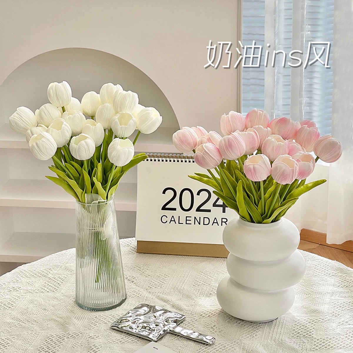 Tulip Artificial Flower Living Room Decorative Flower Artificial Silk Flower Home Furnishing Feeling Tulip Artificial Flower