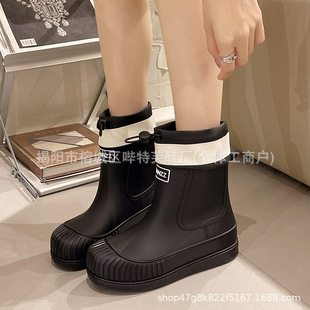 2025 Export Drawstring Rain Boots for Women, Low-Cut Rain Boots for All Seasons, Work Shoes for Car Washing, Waterproof, Non-Slip Rubber Shoes, Lightweight