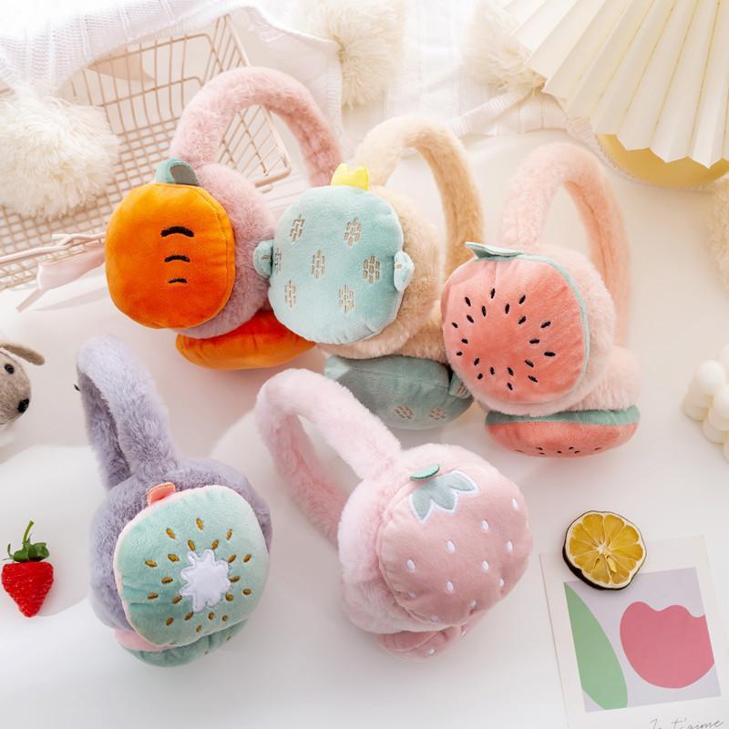 Women's and Children's Adjustable Fruit Earmuffs Autumn and Winter Warm Earmuffs Ear Warmers Cartoon Plush Earbags Wholesale