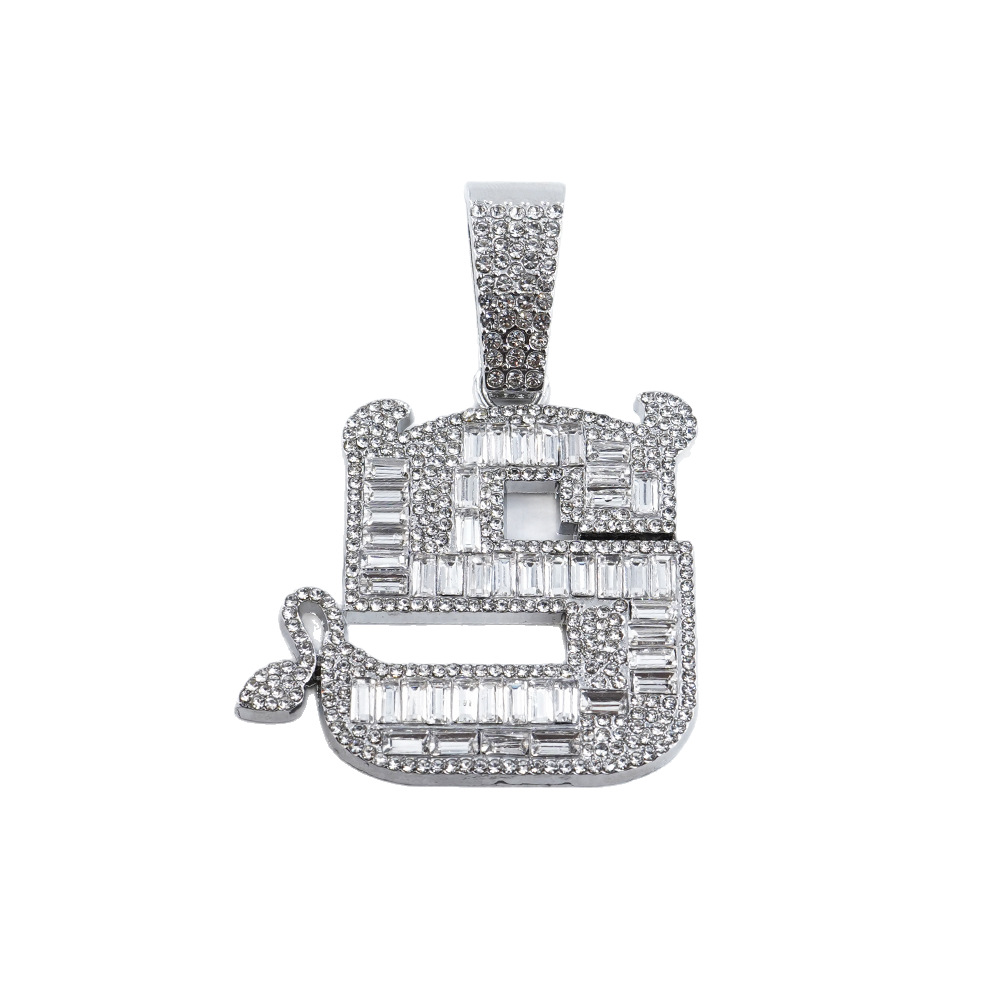 Ins Collar europeo y americano masculino Jiang Yunsheng con el mismo estilo Little Devil Colgante S letra Hip Hop Colgante Full Diamond Personalidad Accesorios