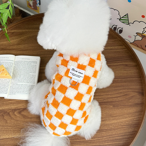Autumn new ins style plush warm pet dog and cat clothes Teddy Bichon VIP traction vest