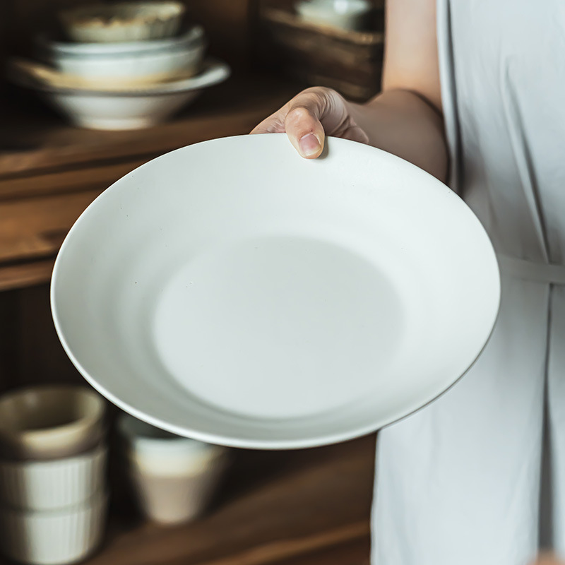 Retro estilo nicho de cerámica en forma de tazón simple de platos de color sólido tazón de platos de platos de platos de platos de ensalada