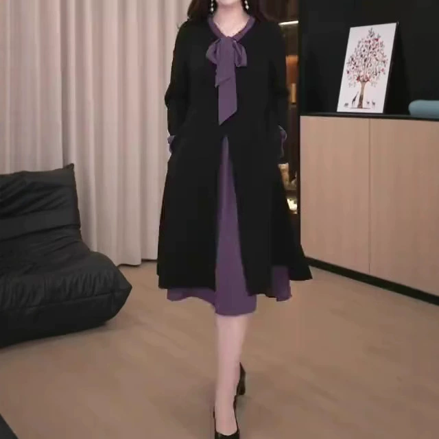 Летняя новая мода высокого класса двухслойный дизайн легкий зрелый бант шифон большой размер юбка толстая MM женская одежда