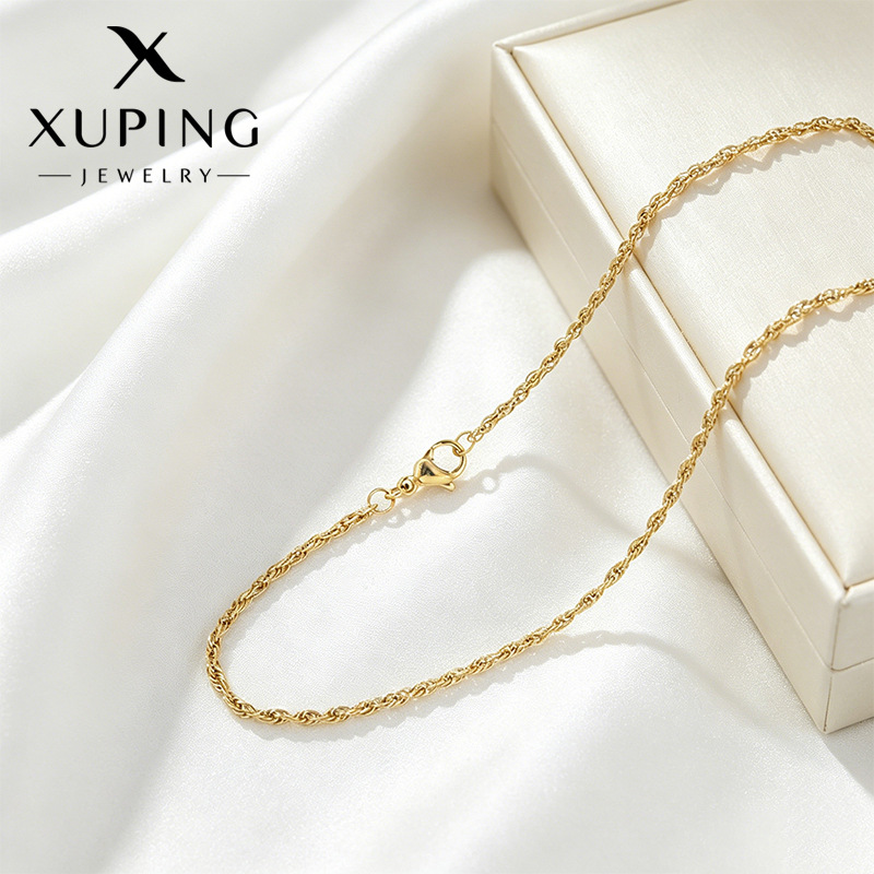 Xuping simple de acero inoxidable langosta hebilla de cadena de cadena de moda europea y americana transfronteriza clásica diaria fácil collar al por mayor