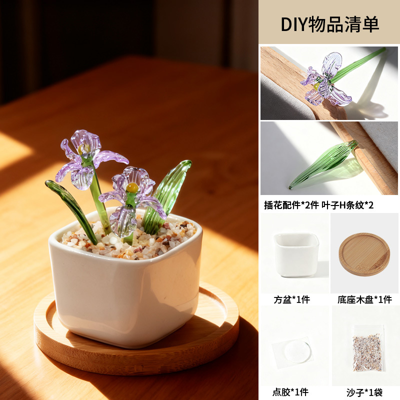 Zibo vidrio artesanía ornamentos maceta de vidrio verde flores regalos de diciembre decoración de oficina image 8