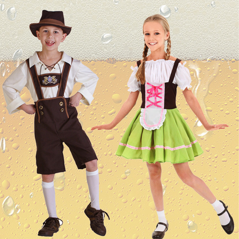 Halloween children's German beer costumes Children's performance costumes Men's cultural festival art performance costumes traditional costumes