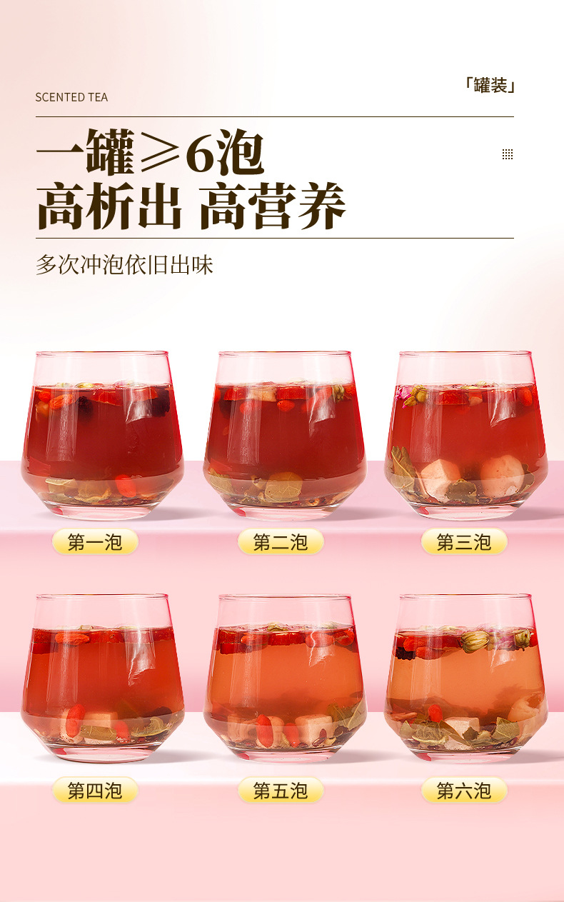 Red Ginseng Donkey-Hide Gelatin Rose Wellness Tea 300g 15 Cans Sugar-Free Herbal Blend specifications