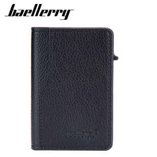 Cross-border new simple men's Amazon hot-selling side push automatic elastic card RFID card holder business anti-magnetic card holder