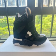 高定2024早春真皮拼色内增高水台时尚走秀高级感短靴ankle boots