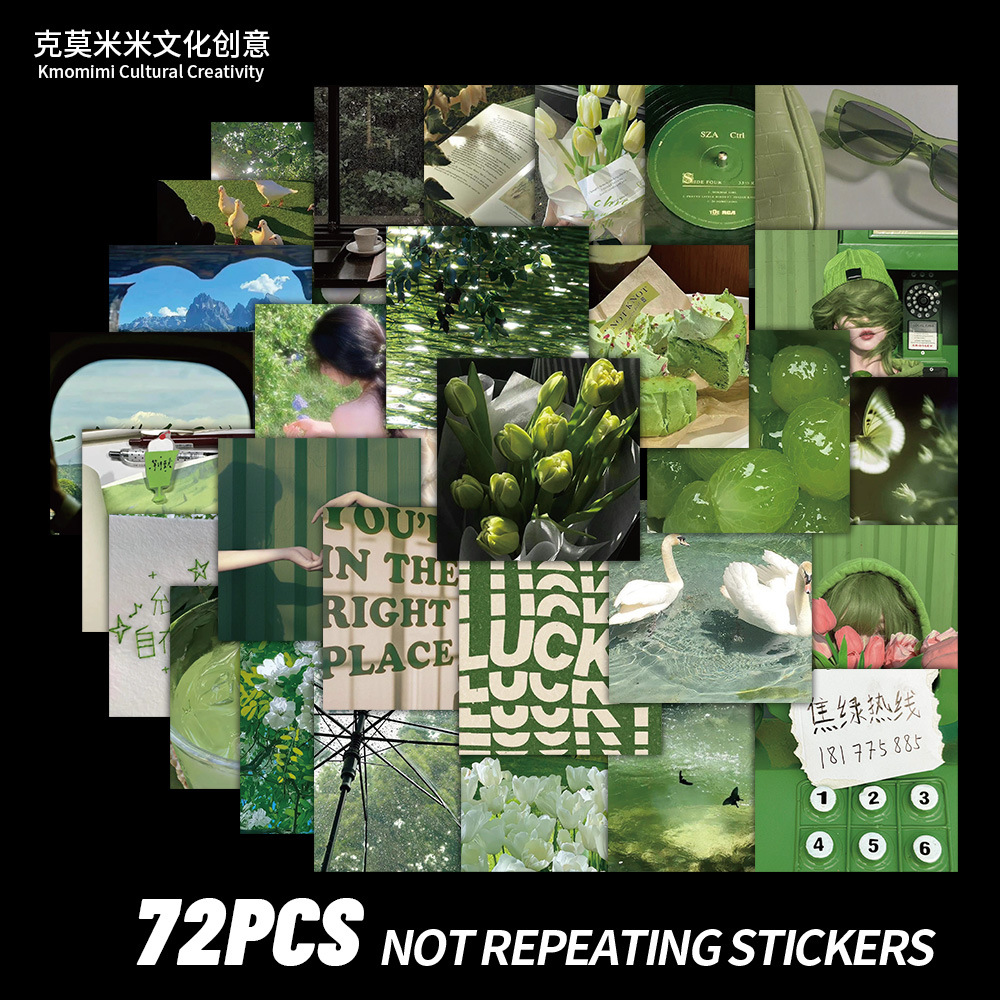 Green sticker, laptop, stickers, 72 pieces, high-quality style, scheduler