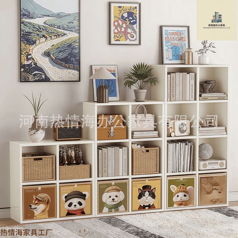 Kalak Grid Cabinet with Back Panel and Drawer, Grid Bookshelf, Steel Formaldehyde-Free Combination Grid Storage Cabinet, Cross-Border Kalak Grid Cabinet with Back Panel and Drawer, Grid Bookshelf, Steel Formaldehyde-Free Combination Grid Storage Cabinet, Cross-Border