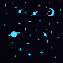 太空星星月亮装饰夜光墙贴卧室客厅儿童房装饰发光DIY贴纸GS0005