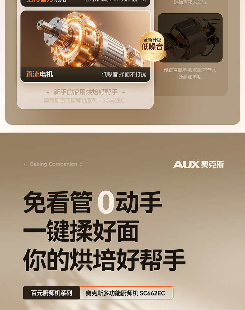 Aux Multifunctional Kitchen Chef Machine Household Small Dough Mixer Fully Automatic Whipping Noodle Pressing Expandable Vegetable Cutting Juicing