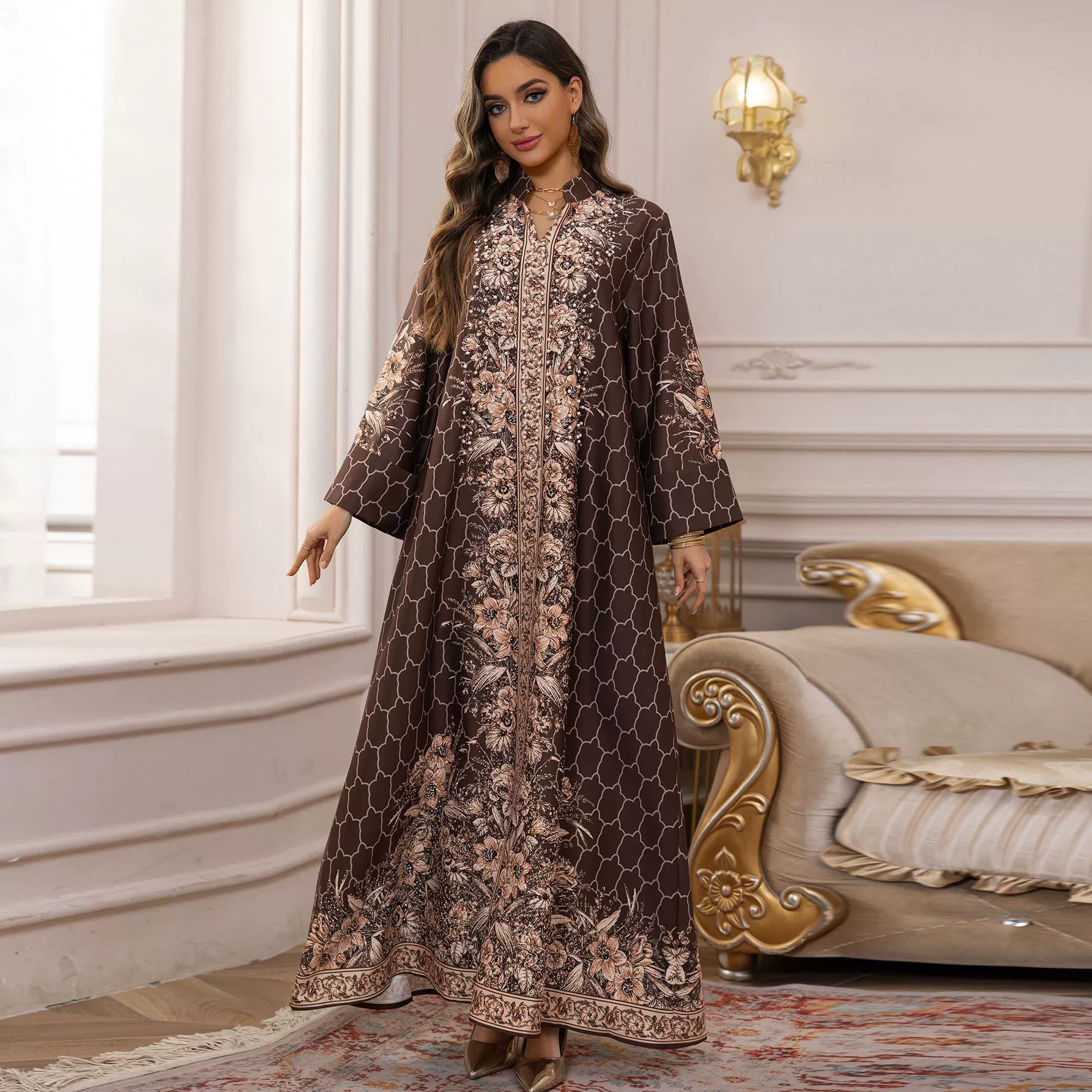 AB446 2025 spring new cross-border robe dress hot diamond women's clothing