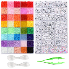 跨境供應3mm40格米珠字母珠組合裝十字繡串珠材料手工diy飾品配