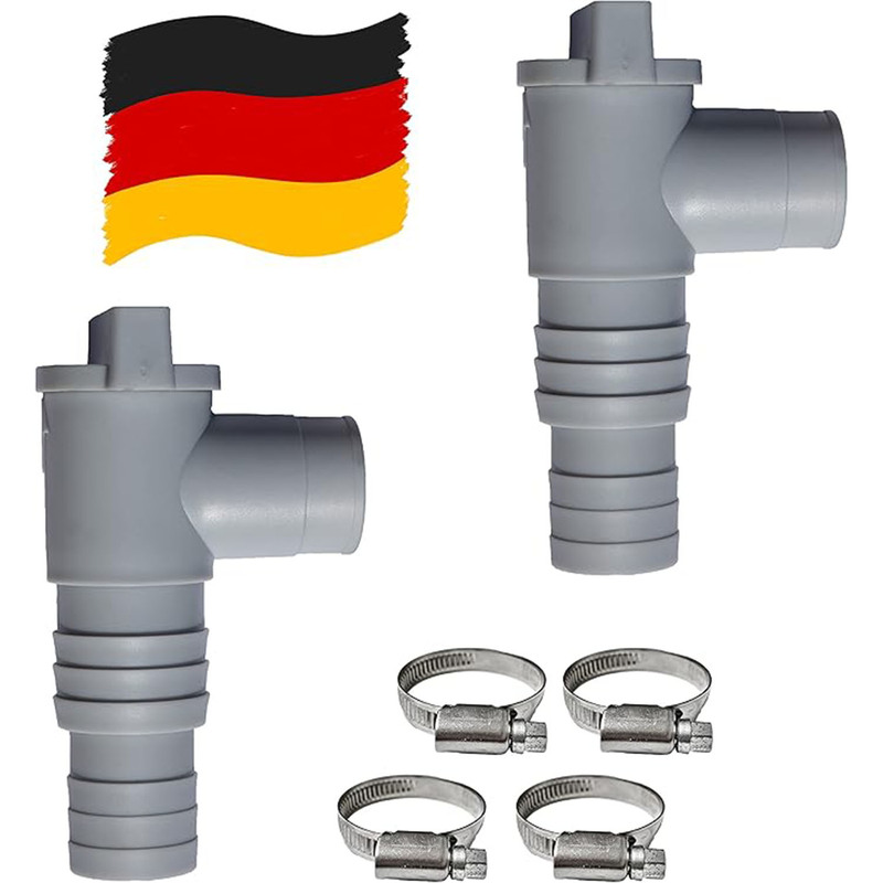 PoolSun maintenance faucet/stop valve is suitable for swimming pool with 32mm hose connection made in Germany