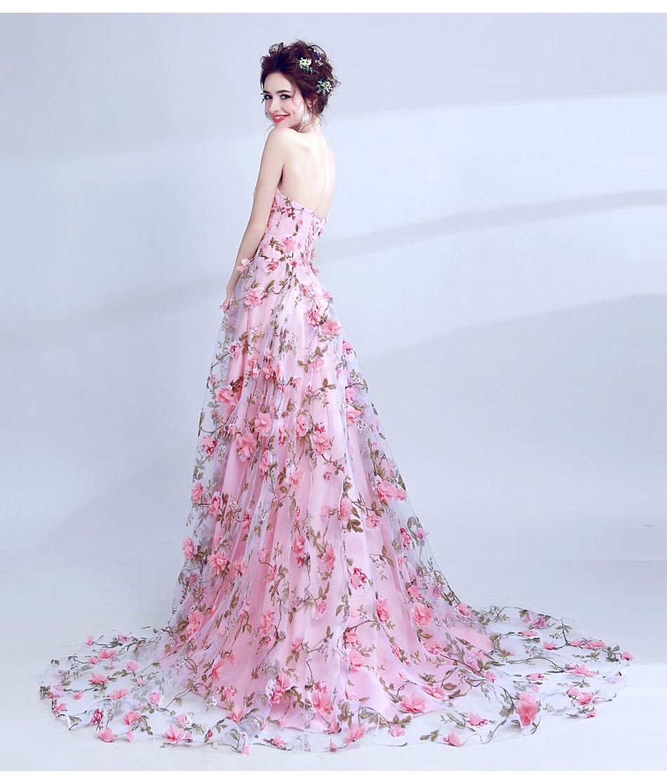 Damenbekleidung neues bohnenrosa Tube Top Braut Hochzeitsbankett Jahresversammlung Abendkleid_voghion.com