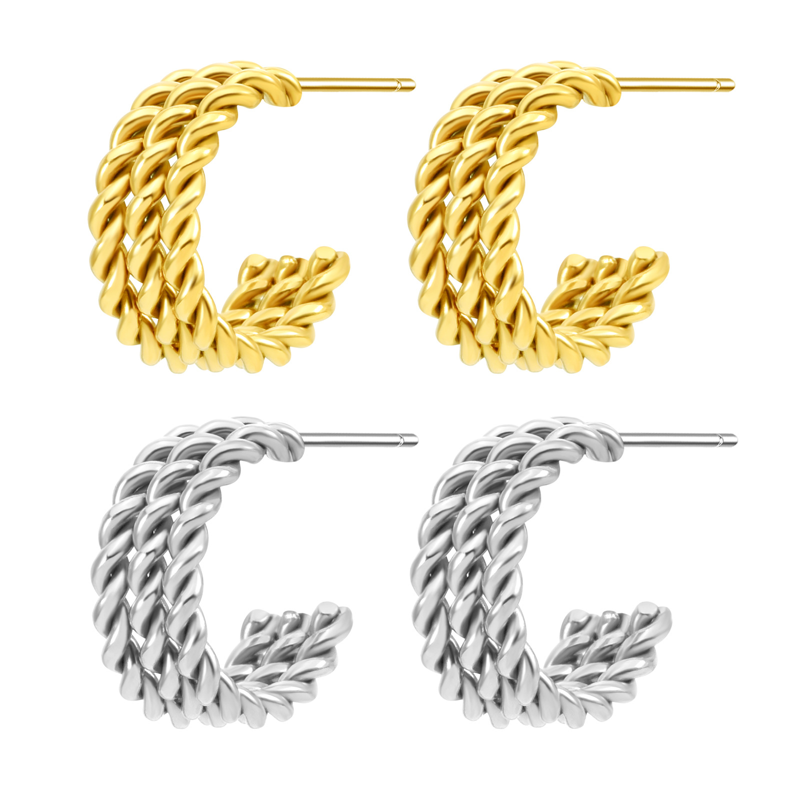 1 Pair Quantity 1 Pair Retro Roman Style Geometric Plating Stainless Steel Ear Studs