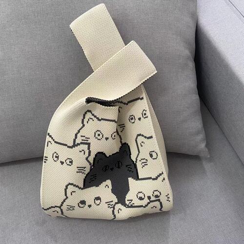 2024 spring and summer new women's bag Korea Dongdaemun handbag cat wool knitted shoulder bag armpit