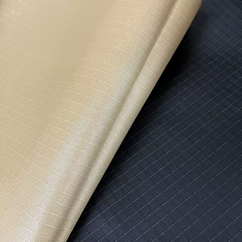 涤棉防水三粒格弹性面料 服装卡其色现货布料 车边帐篷测天幕面料