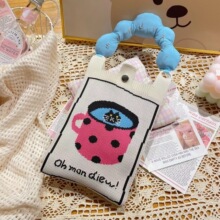 夏款少女斜挎手机包小挎包时尚针织斜挎包可折叠水洗手提单肩手铃