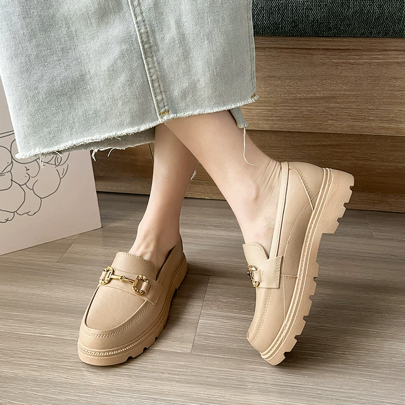 Summer loafers, slippers platform, non-slip universal footwear English style, British style