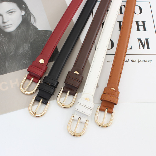 Korean style all-match gold buckle small belt women's jeans belt fashion decorative skirt suit thin belt drop shipping
