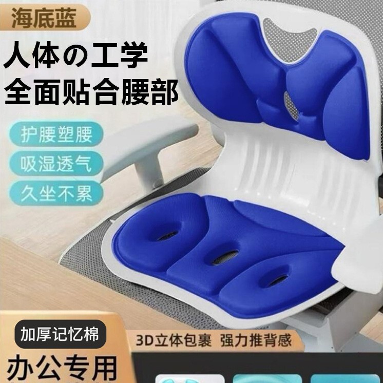 人体工学护腰坐垫办公室靠垫腰垫一体靠背学生矫姿椅产后久坐神器|undefined