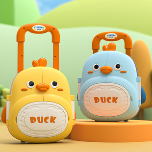 Children's electric rotating magnetic fishing cute duck trolley case multifunctional music early education educational parent-child interactive toys