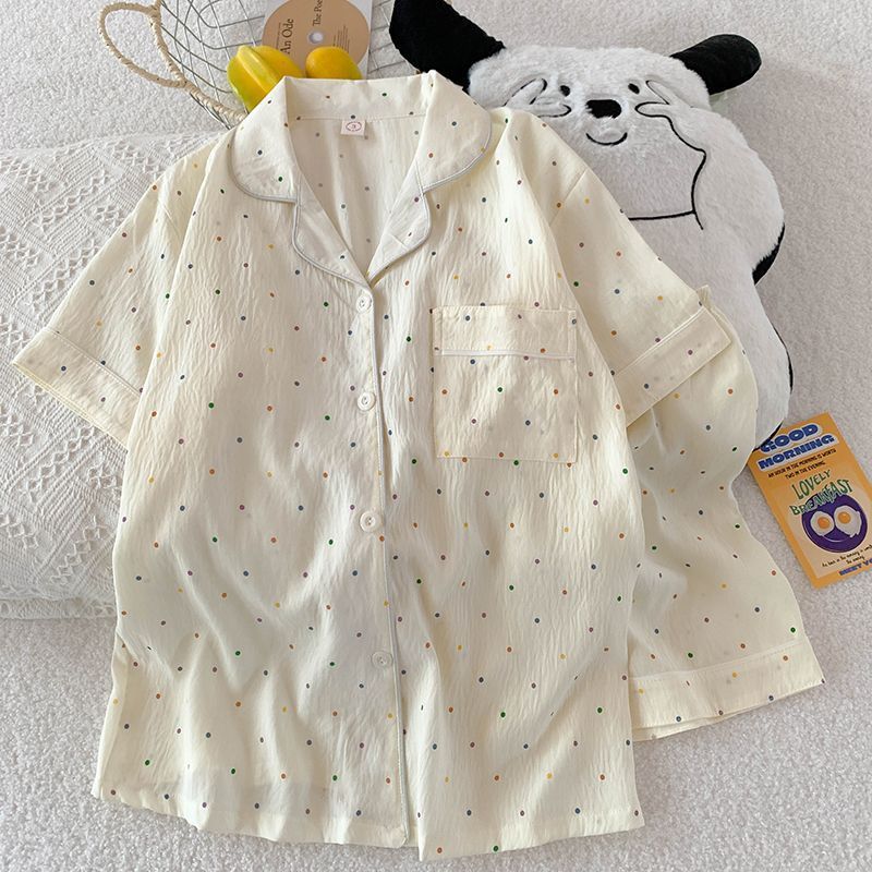 Vietnam transfronterizo al por mayor nube de algodón lindo oso pijamas verano mujeres pantalones cortos de manga corta cardigan casual dibujos animados servicio a domicilio