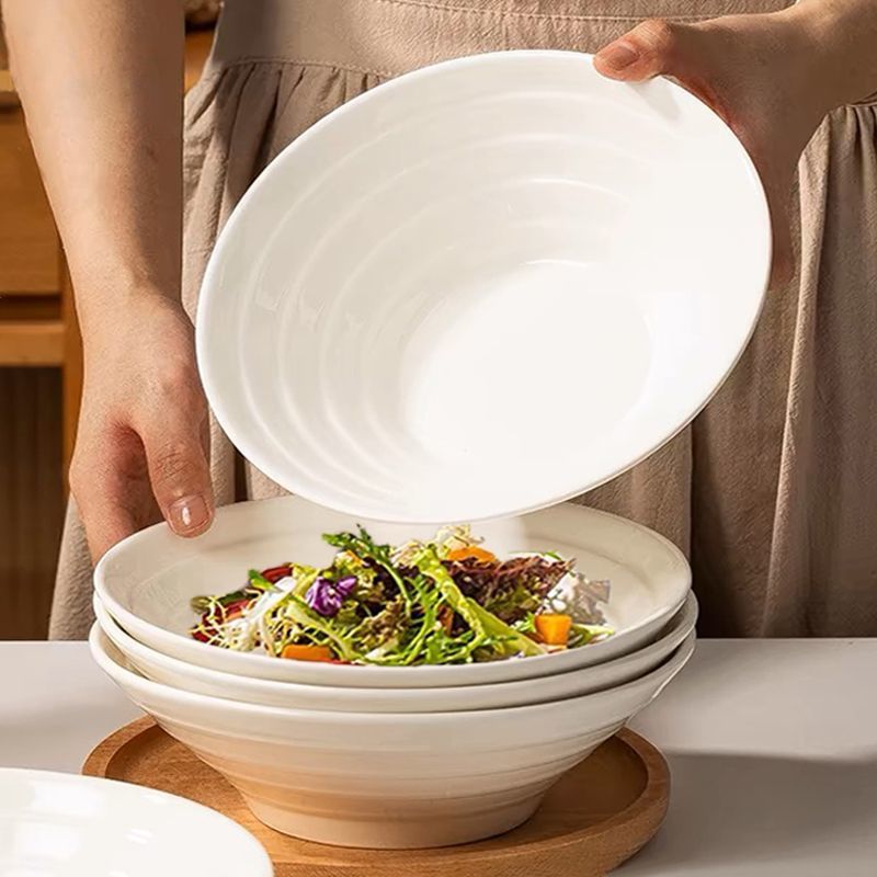 面碗日式斗笠碗拉面碗简约纯白陶瓷大碗高级感汤面碗泡面沙拉碗